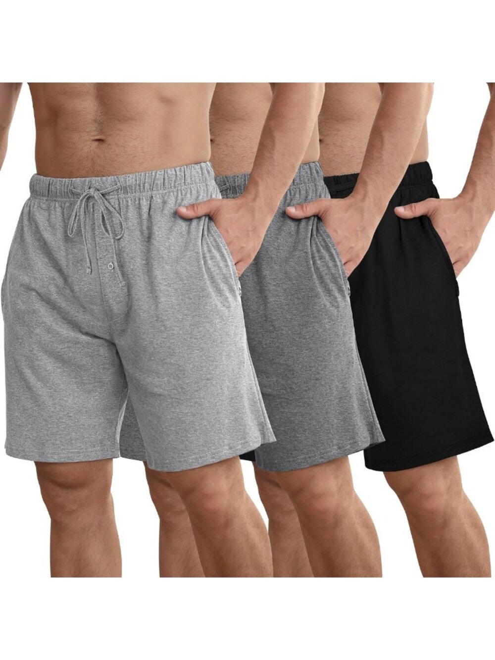 Men's Cotton Pajama Shorts - 3 Pack Soft Sleepwear & Lounge Bottoms for Comfort